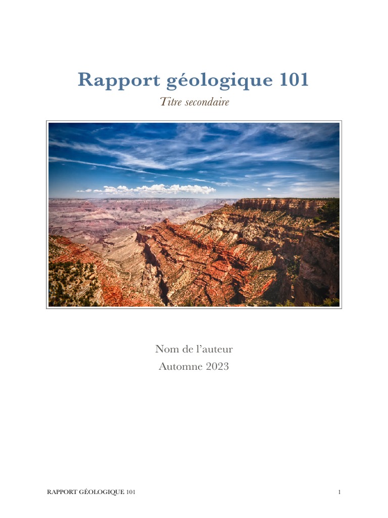 Rapport géologique 101 | PDF