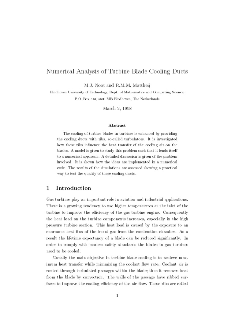 Turbine Blade Cooling Duct Analysis | PDF