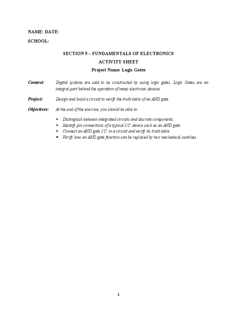Logic Gates: AND Gate Circuit Lab | PDF | Logic Gate | Electronic Circuits