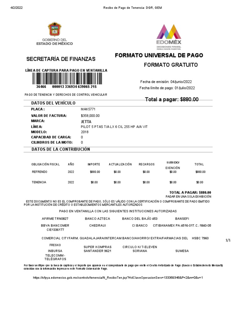 pagodetenencia PDF Bancario Servicios financieros