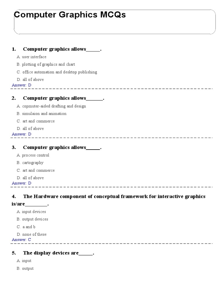 Computer graphics mcq pdf data compression video