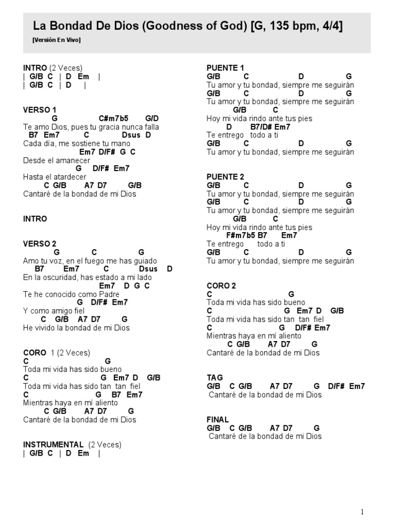 La Bondad De Dios Goodness Of God G Pdf Pdf