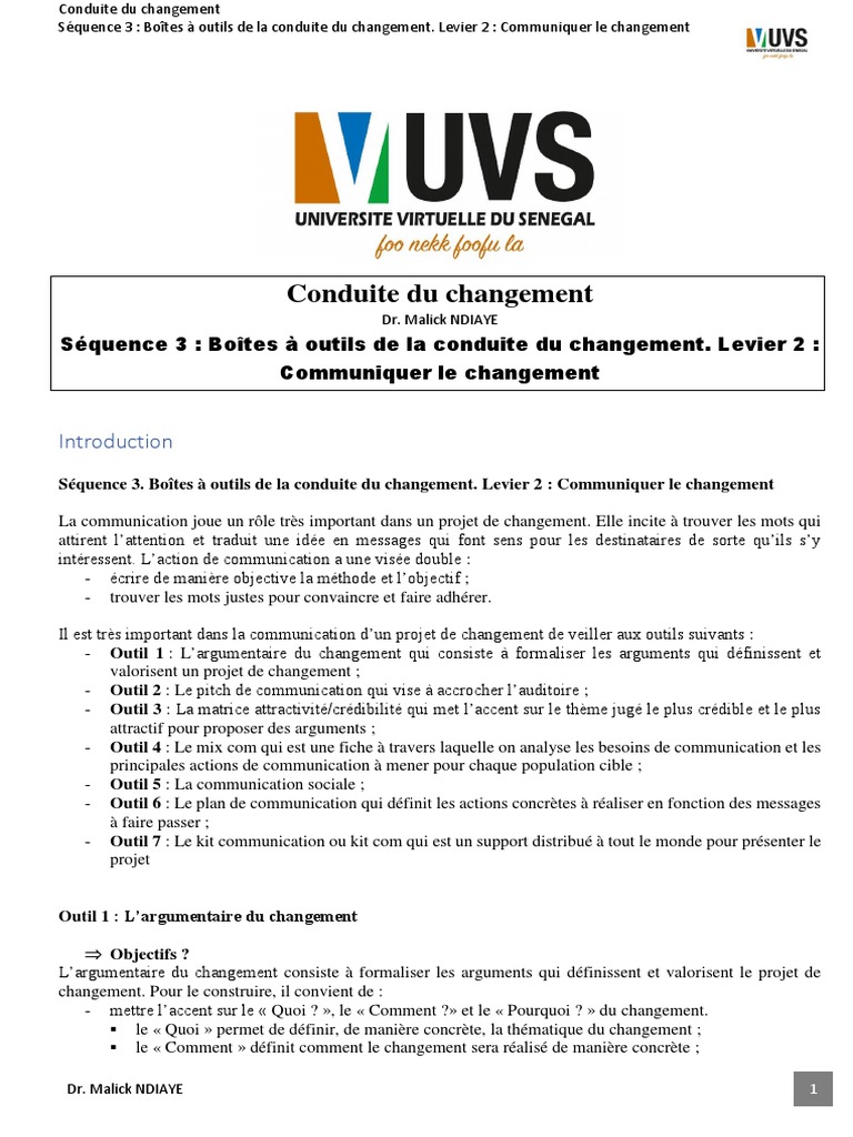 Outils de communication pour le changement | PDF | la communication ...