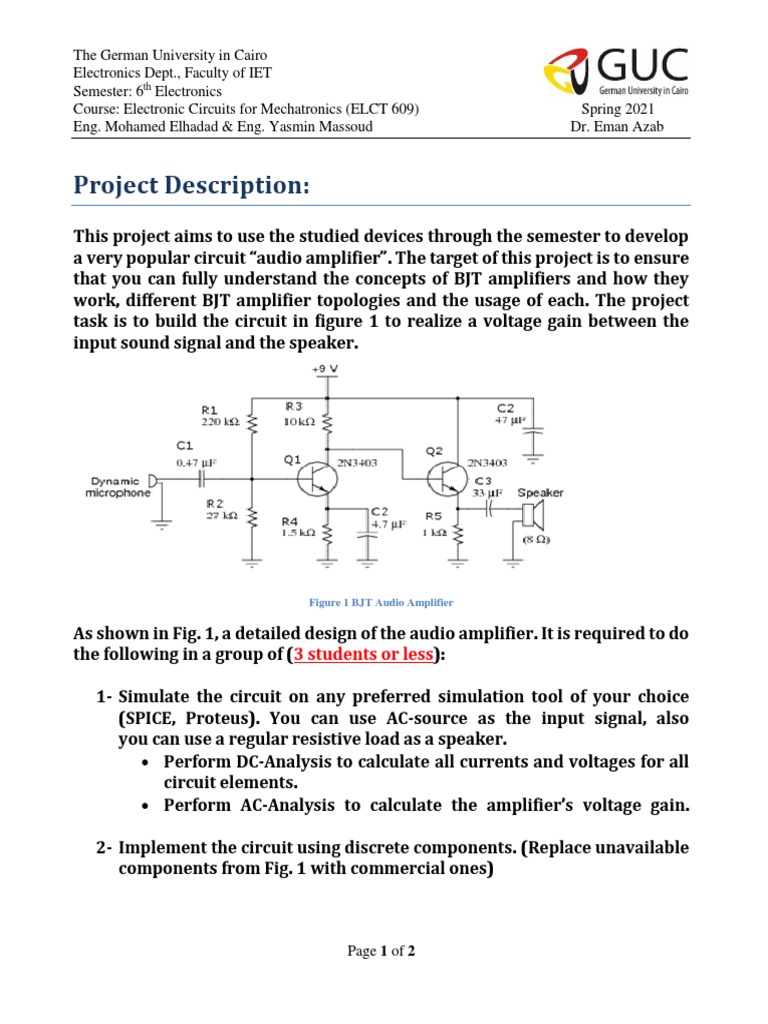 Mechatronics Audio Amplifier Project | PDF