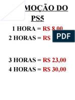 Promoção PS5 aluguel por hora