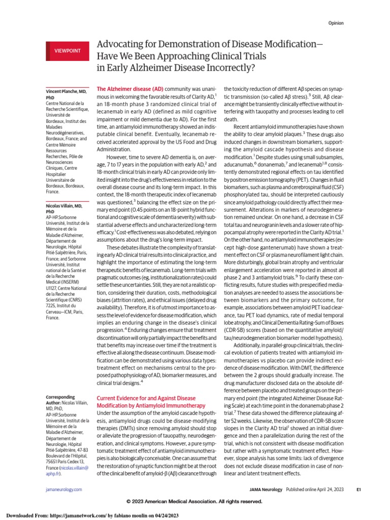 Advocating For Demonstration of Disease Modification - Have We Been ...