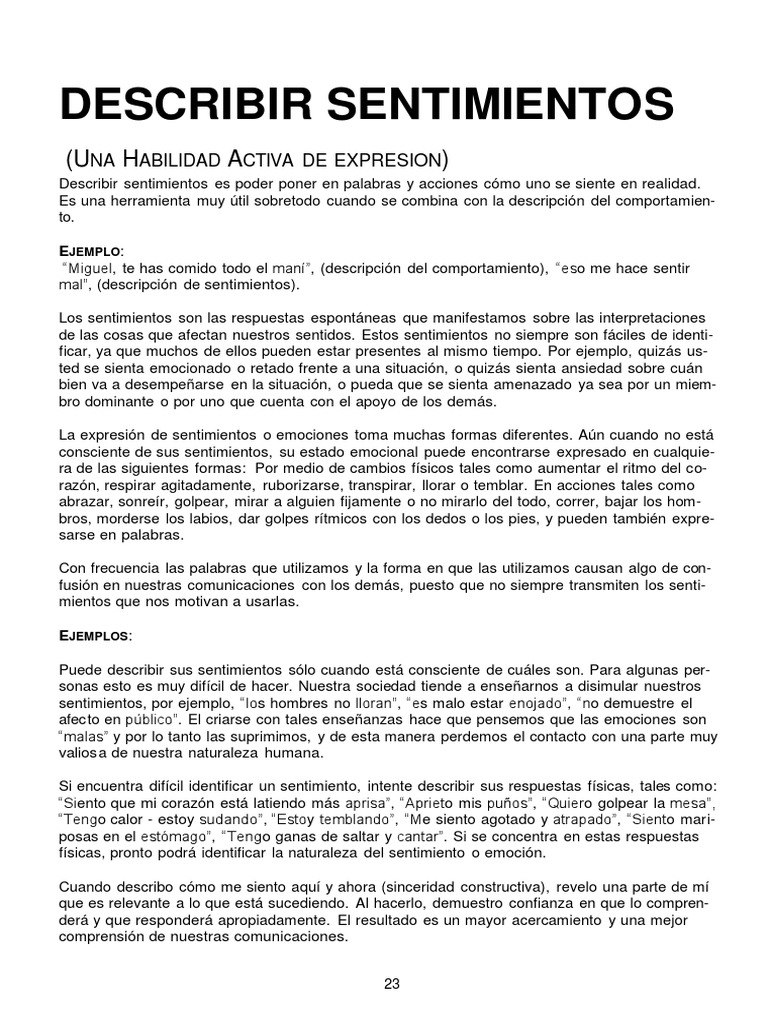 Sentimientos PDF | PDF | Las emociones | Comunicación