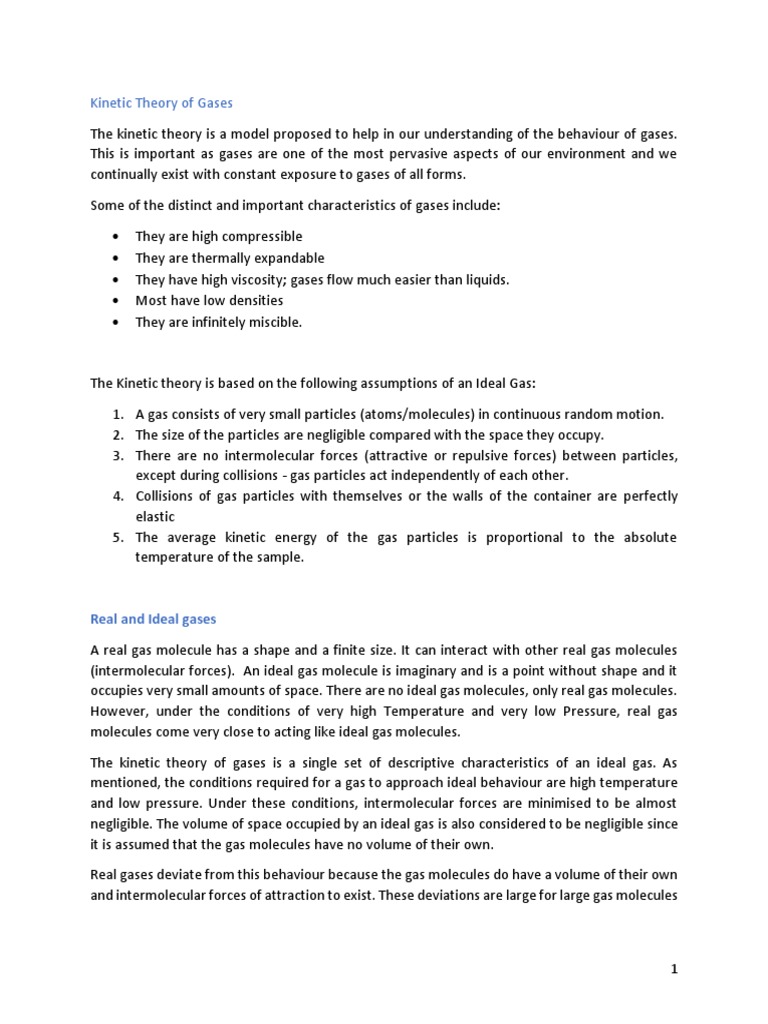 Understanding deviations from ideal gas behavior through the kinetic