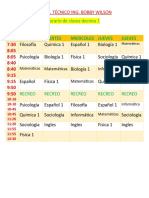 Horario de Clases de Décimo 1