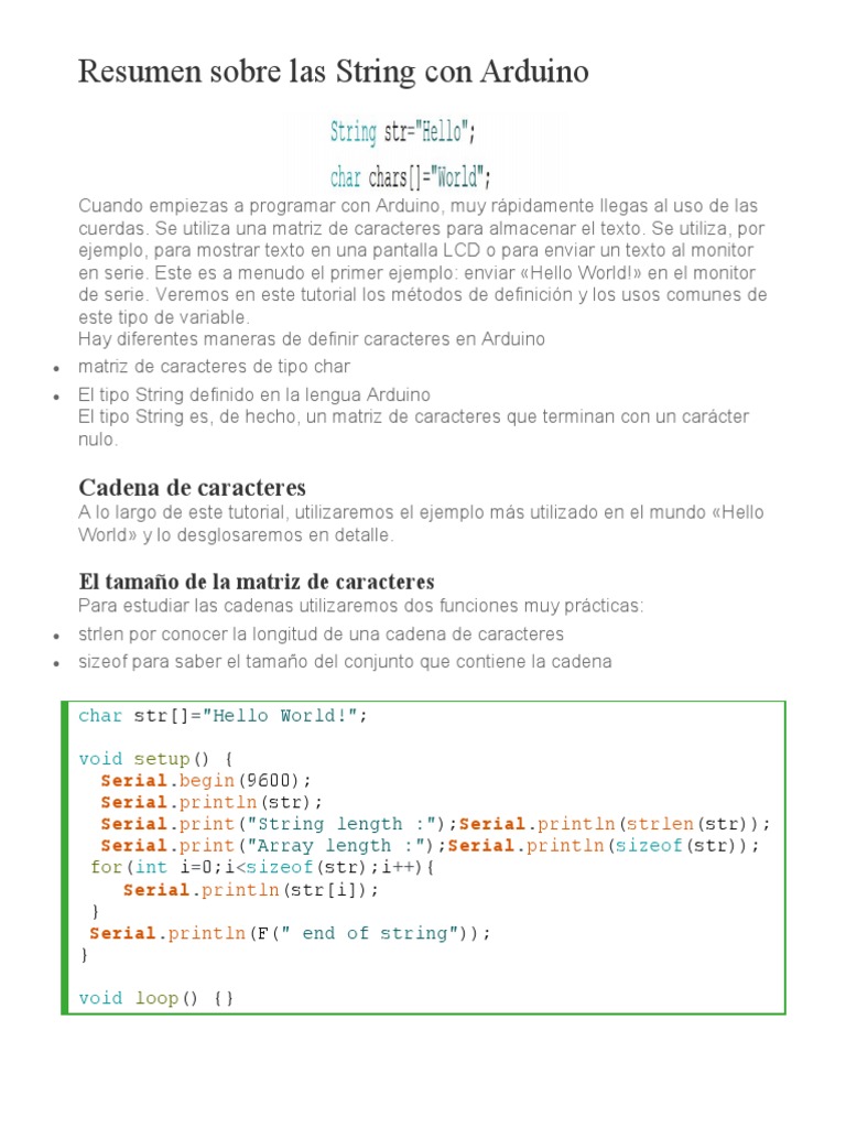 Manipulación de Strings en Arduino | PDF | Cadena (informática ...