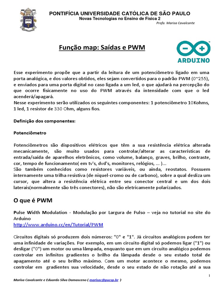 Arduino Parte 4 - PWM - Funcao - Map | PDF | Engenharia Elétrica ...