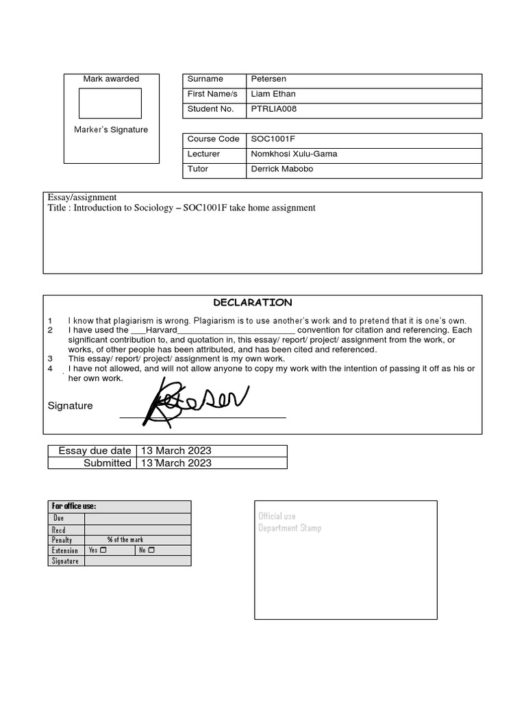 Introduction to Sociology Assignment | PDF