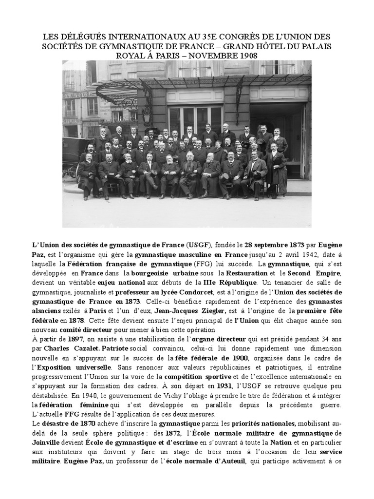 Histoire de l'USGF et son impact sportif | PDF | Gymnastique | France