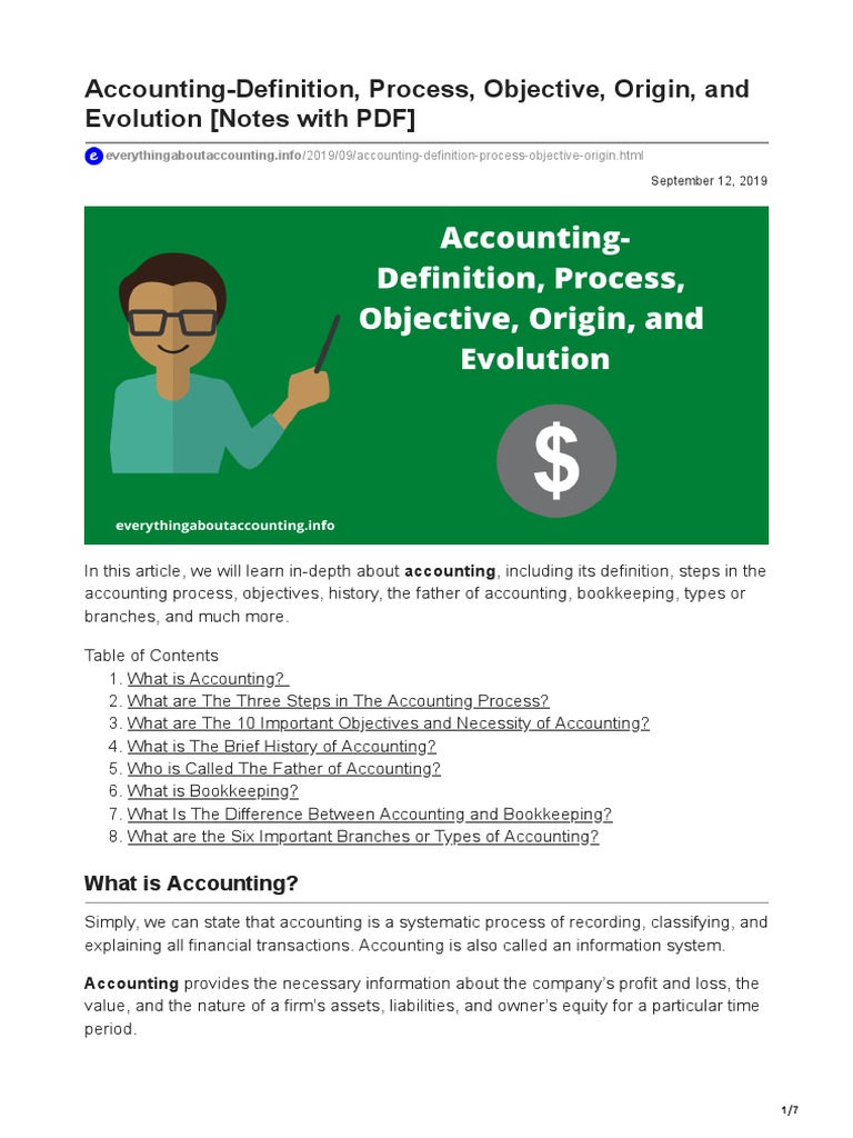 AccountingDefinition Process Objective Origin and Evolution PDF