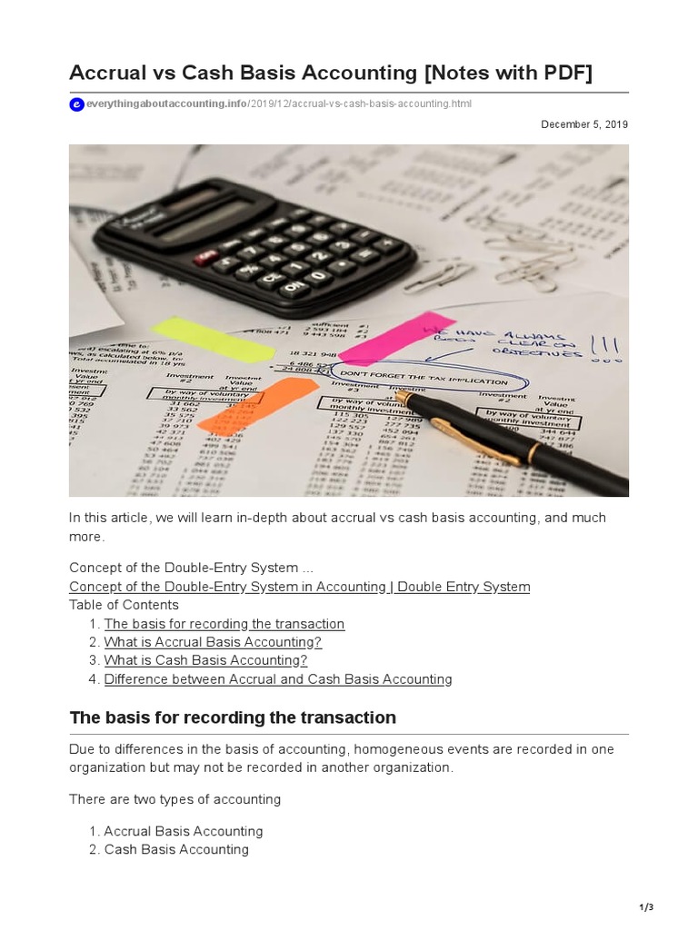 Accrual vs Cash Basis Accounting Explained | PDF | Accounting ...