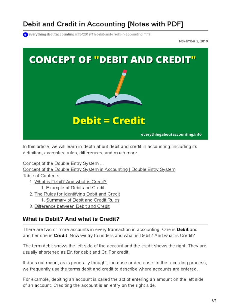 Debit and Credit in Accounting | PDF | Debits And Credits | Equity