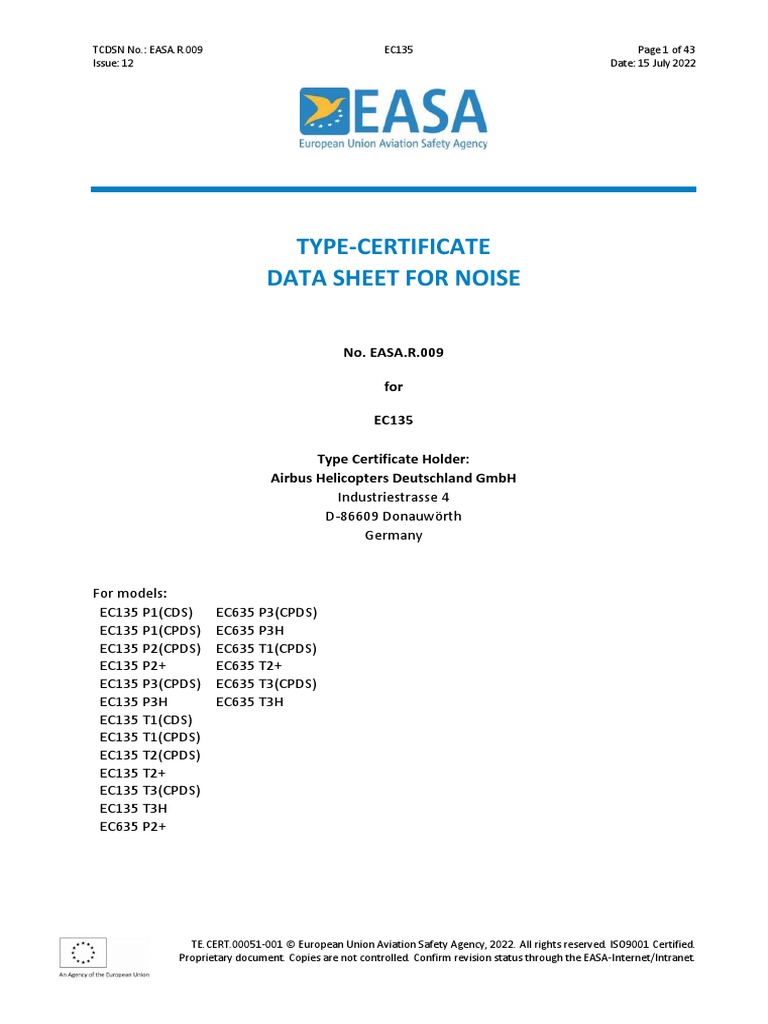 TCDSN EASA.R.009 Issue 12 | PDF | Aviation | Transport