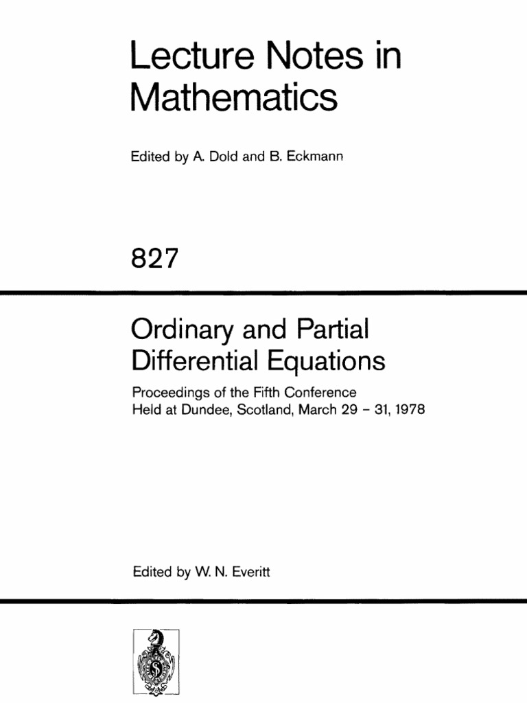 Ordinary and Partial Differential Equations | PDF | Nonlinear System ...
