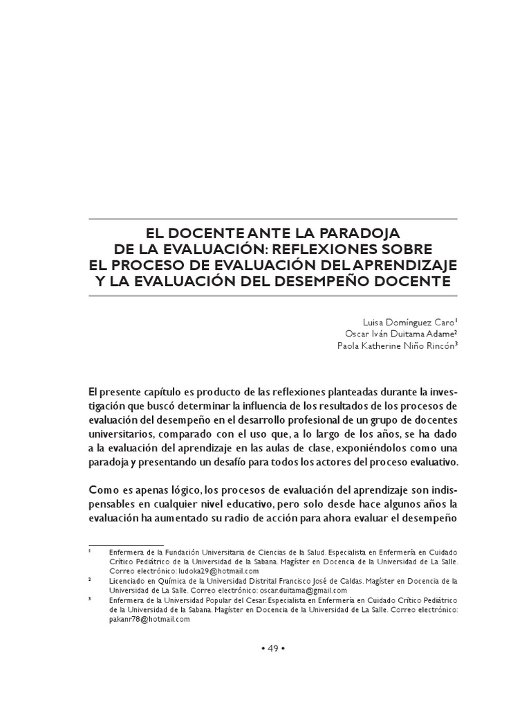 Evaluación del Aprendizaje y Desempeño Docente | PDF