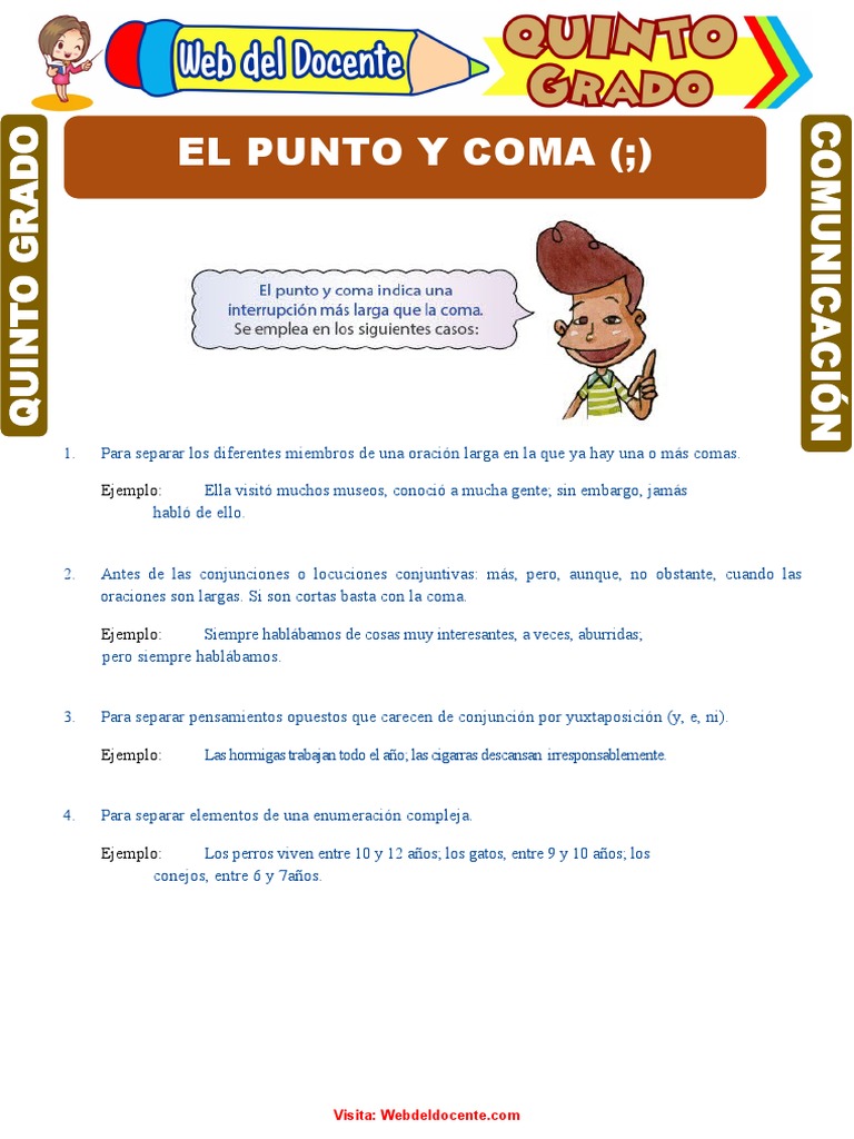 Uso Del Punto y Coma para Quinto de Primaria | PDF