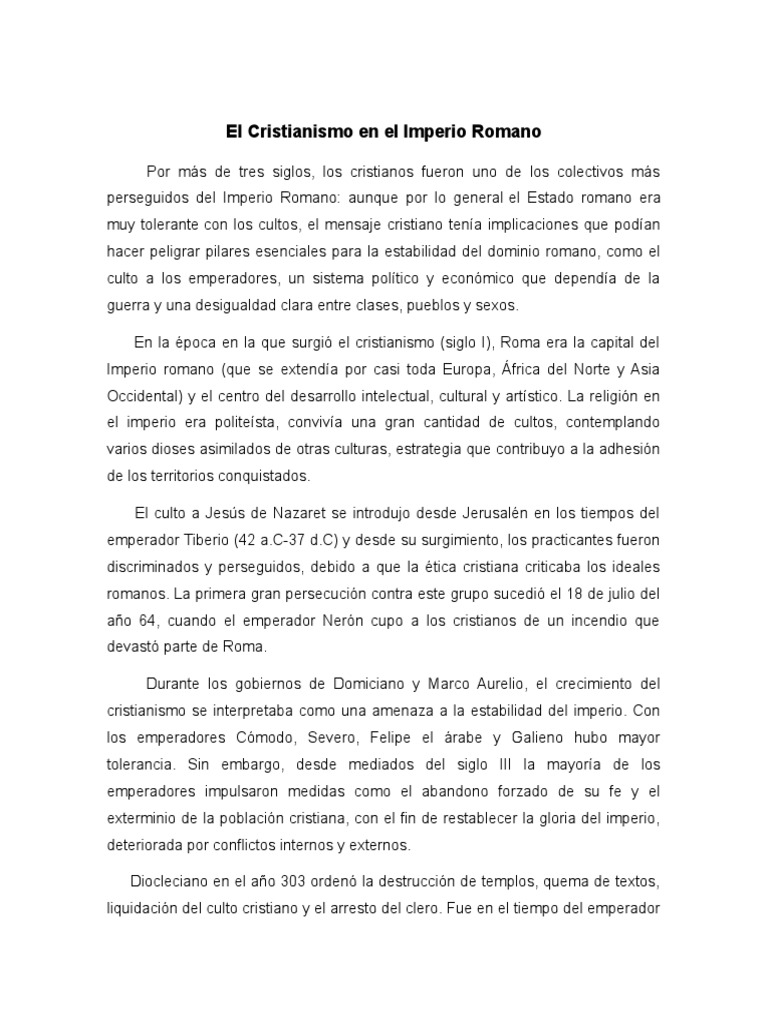 El Cristianismo en El Imperio Romano | PDF | imperio Romano ...