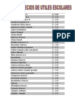 Lista de Precios de Utiles Ecolares