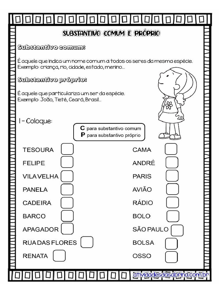 Atividades de Substantivos para 1º Ano | PDF