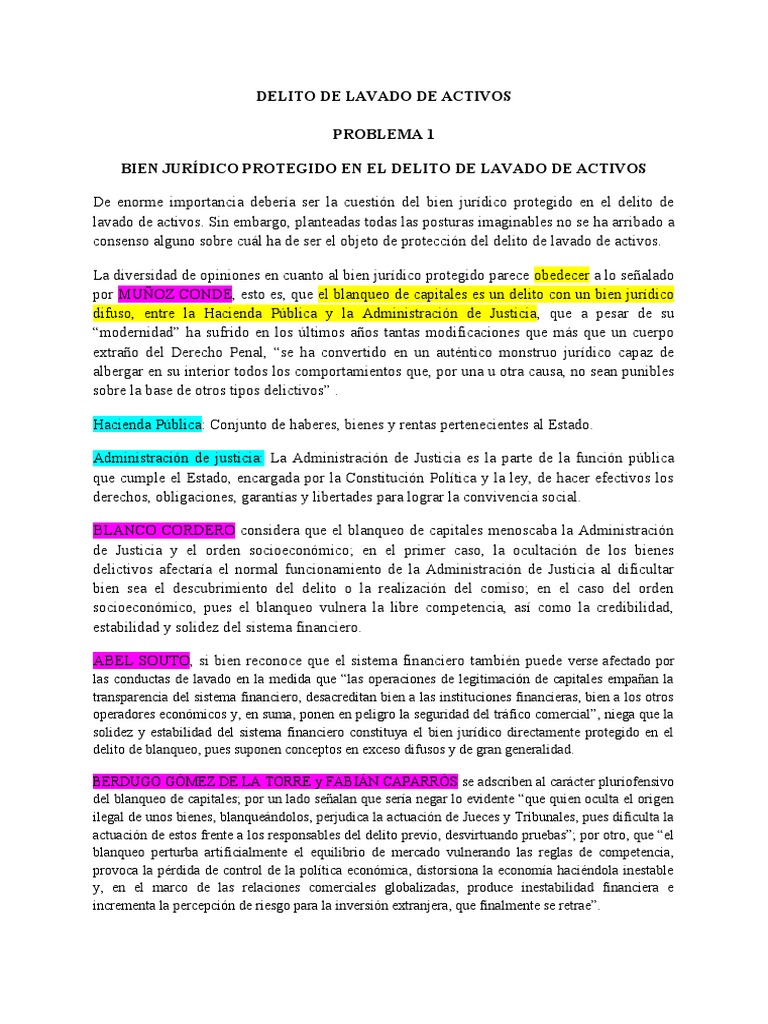 Bien Jurídico en el Lavado de Activos | PDF | Derecho