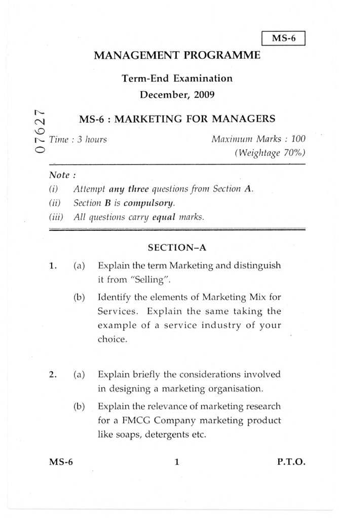 Marketing Exam for Managers | PDF