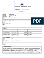 LUMS ECON 330 Econometrics Course Overview