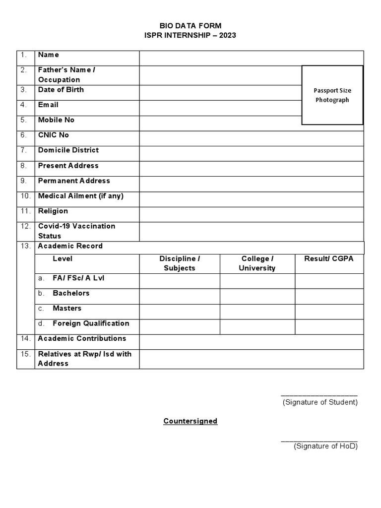 1. Bio Data Student | PDF