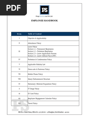 EMPLOYEE HANDBOOK