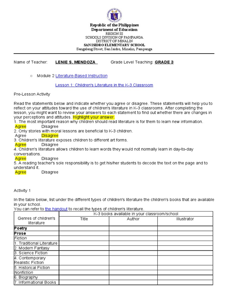 Module 2 Lesson 1 - MENDOZA, LENIE S | PDF