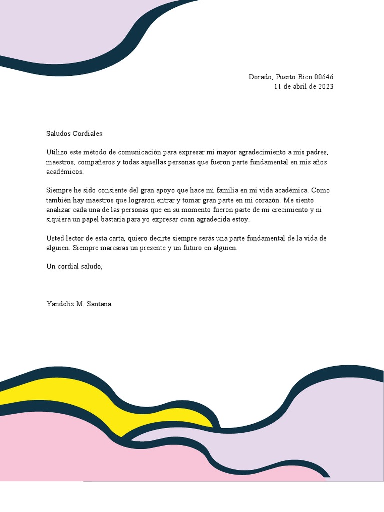 Carta de Agradecimiento | PDF | Salud y bienestar | Ciencias sociales