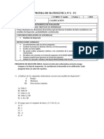 Prueba de matemática N°2 con medidas de dispersión y probabilidades