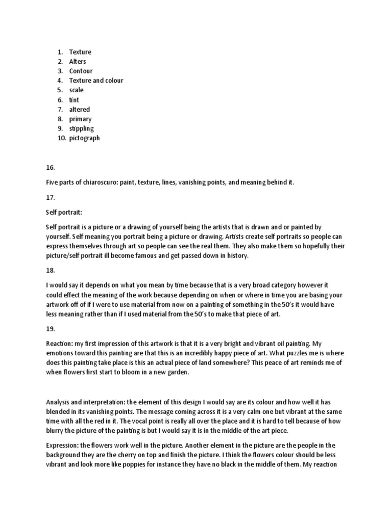 Art Exam Pdf Art Poetry