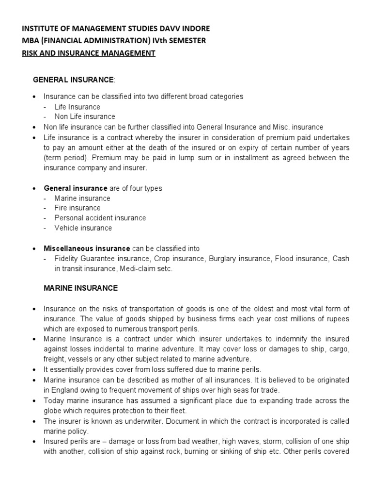 General Insurance PDF Insurance Vehicle Insurance