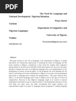 Download Language and National Developmentnigerian Situation Waya David T University of Nigeria Nsukka Wayatarhom68Gmail by wayatarhom68 SN64238132 doc pdf