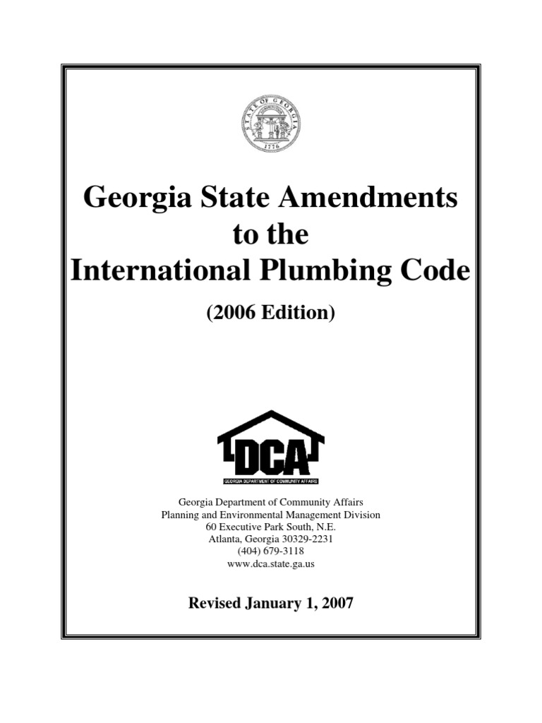 Georgia State Amendments To The International Plumbing Code: (2006 ...