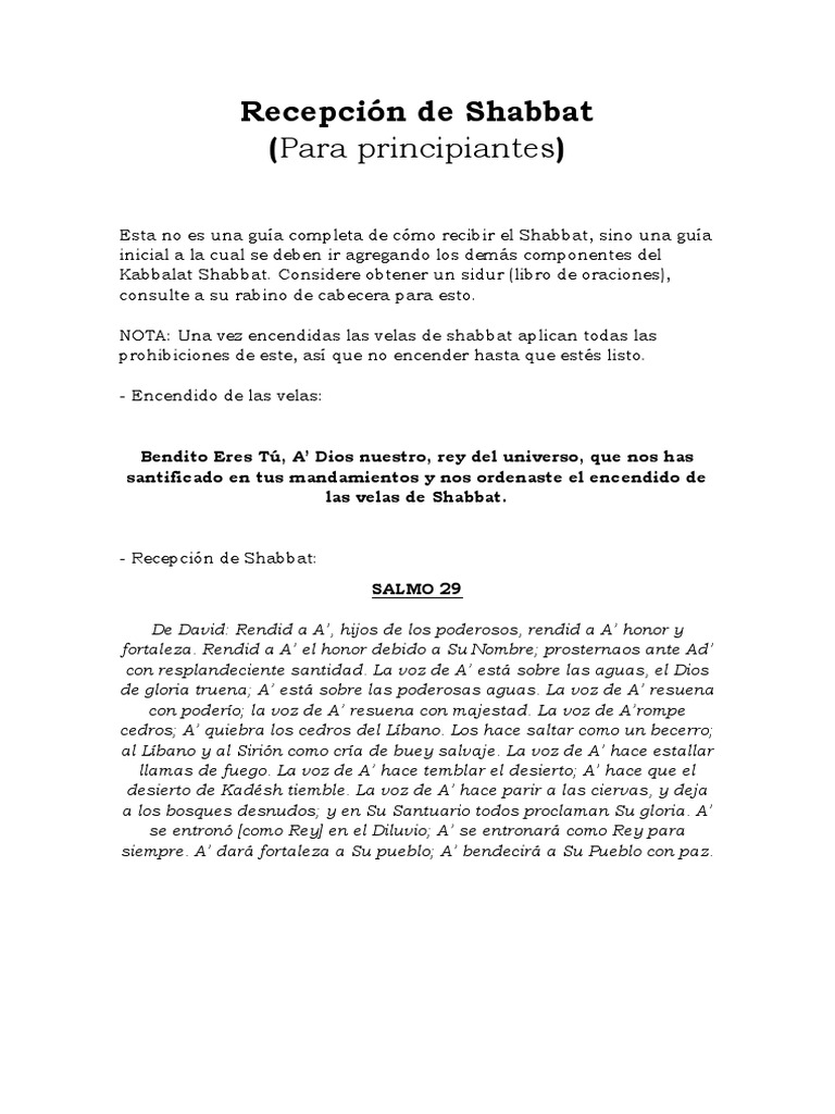 Guía Inicial para Recibir Shabbat | PDF | Creencia religiosa y doctrina ...