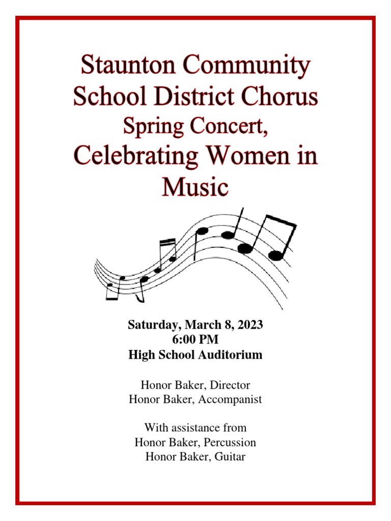 Staunton Women's Choir Concert Program | PDF | Performing Arts