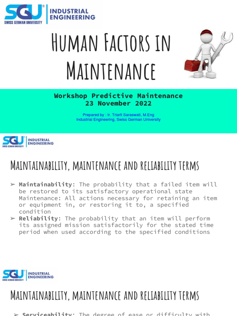 03 Human Factors in Maintenance - 23112022 PDF | PDF | Reliability ...