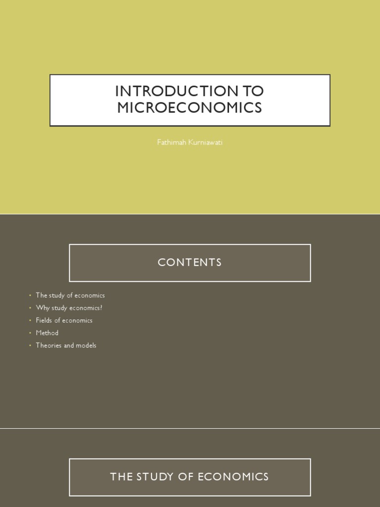 Intro To Microeconomics , Lecture 1: Introduction to Microeconomics – TPFA