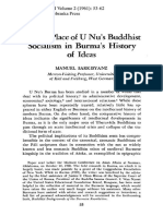 On The Place of U Nu S Buddhist Socialism in Burma S History of Ideas