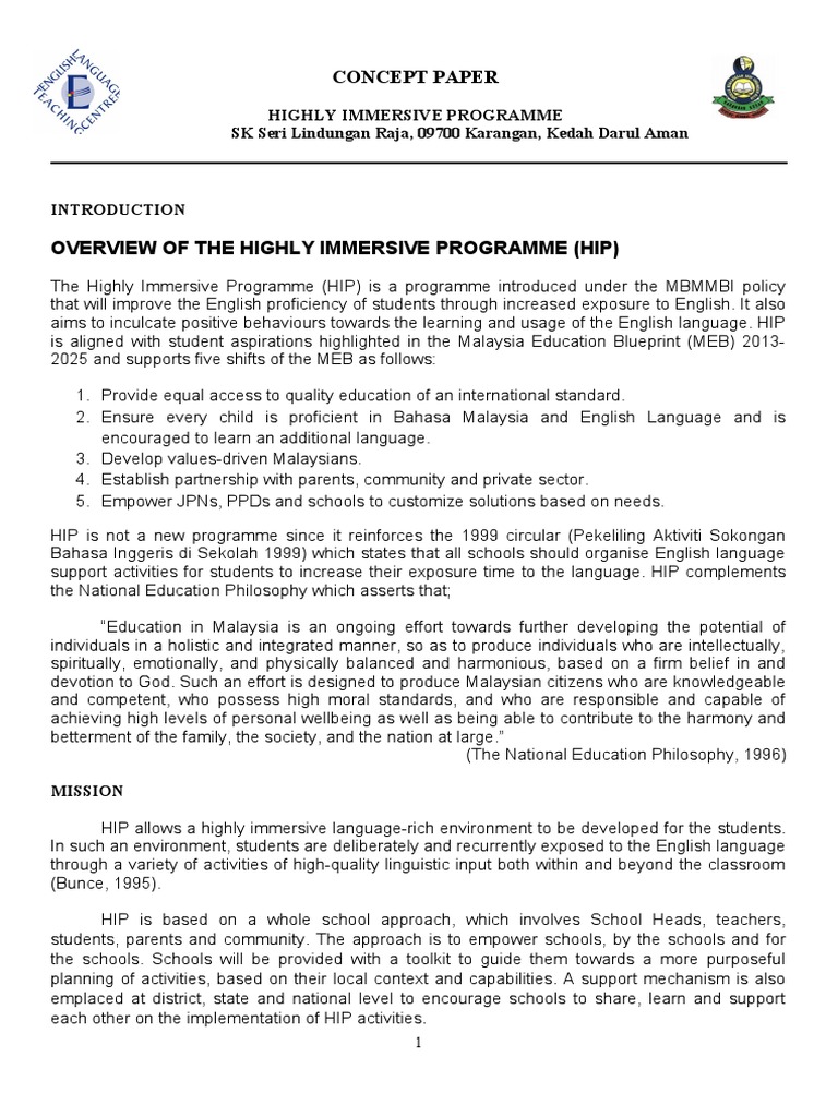 HIP Concept Paper 2021 | PDF