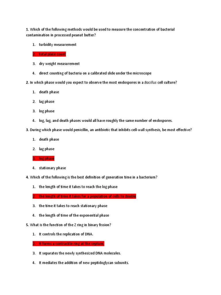 Bacterial Quantification MCQs PDF Bacteria Cell (Biology)