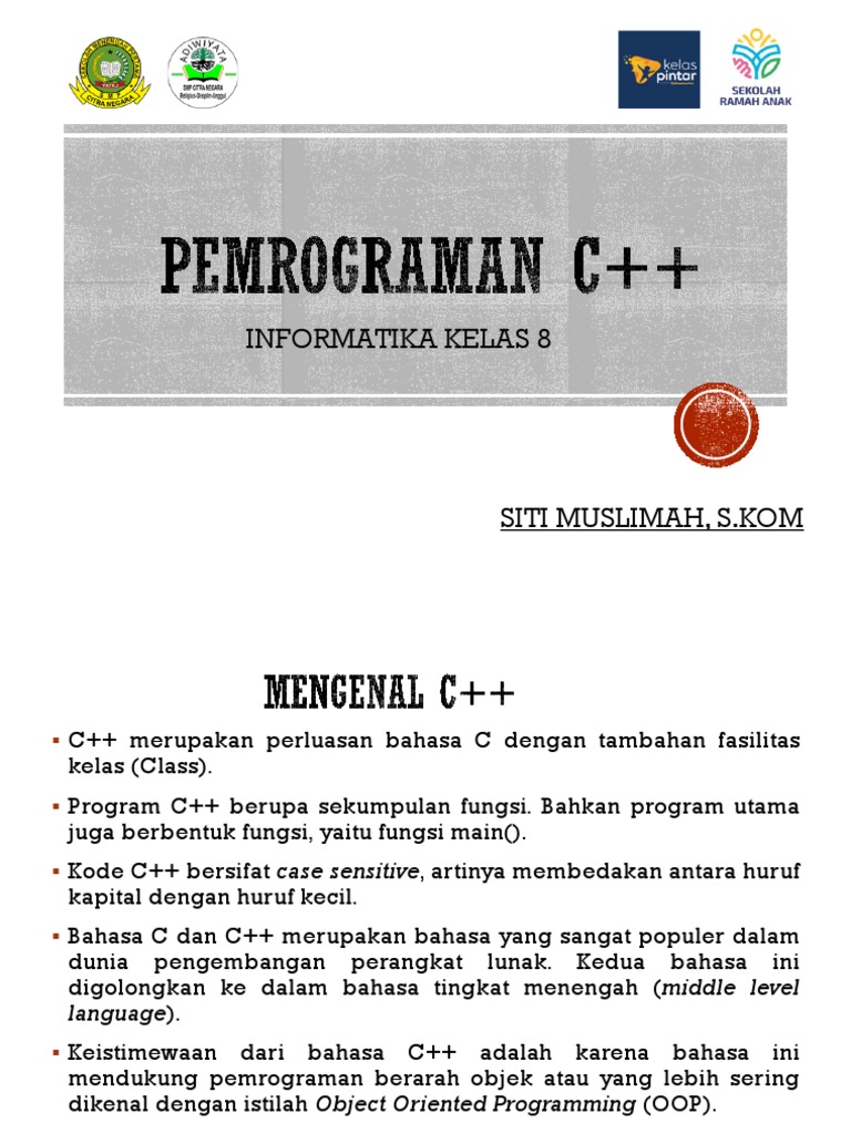 Siti Muslimah - Pemrograman C++ - Kelas 8 PDF | PDF