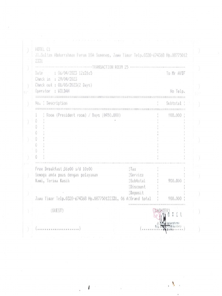 Booking hotel pdf