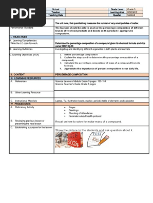 Percentage Composition Lesson Plan