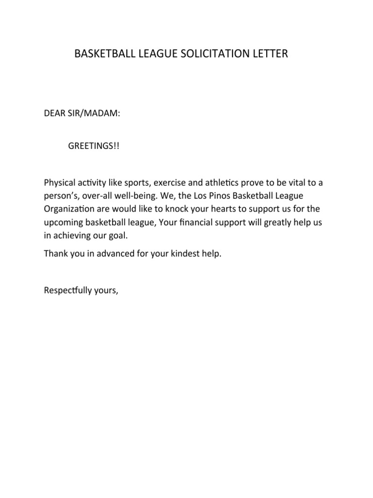 Basketball League Sponsorship Request | PDF